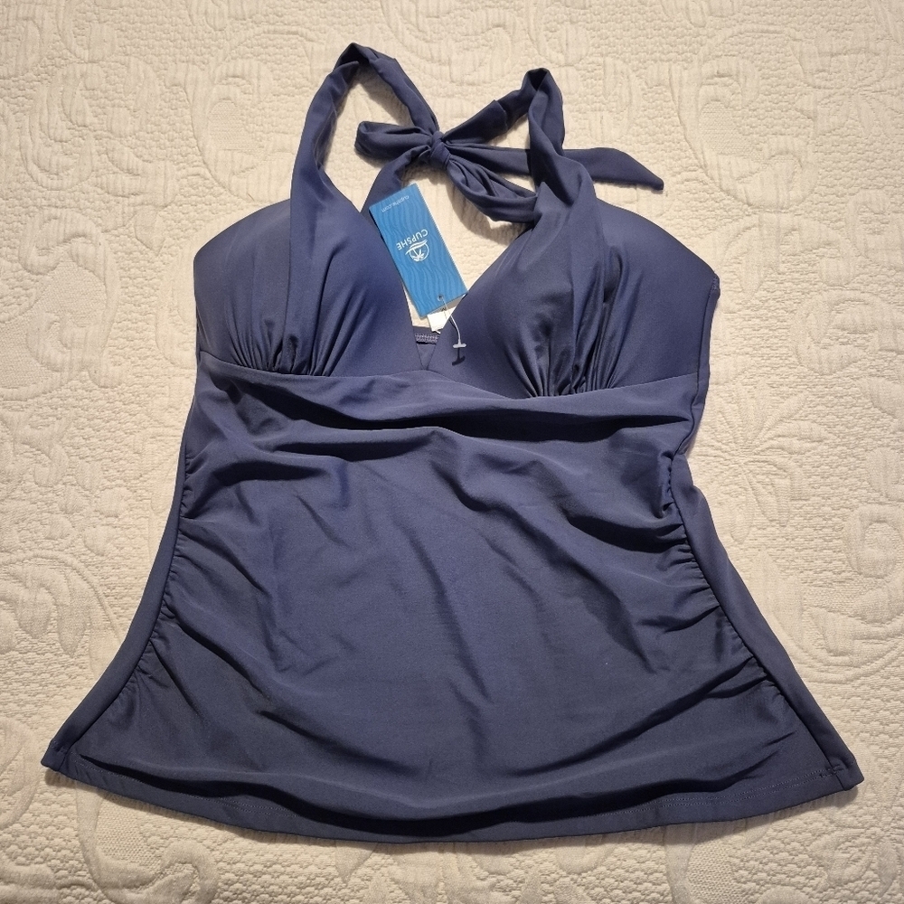 Cupshe women's Medium blue halter tankini top NEW